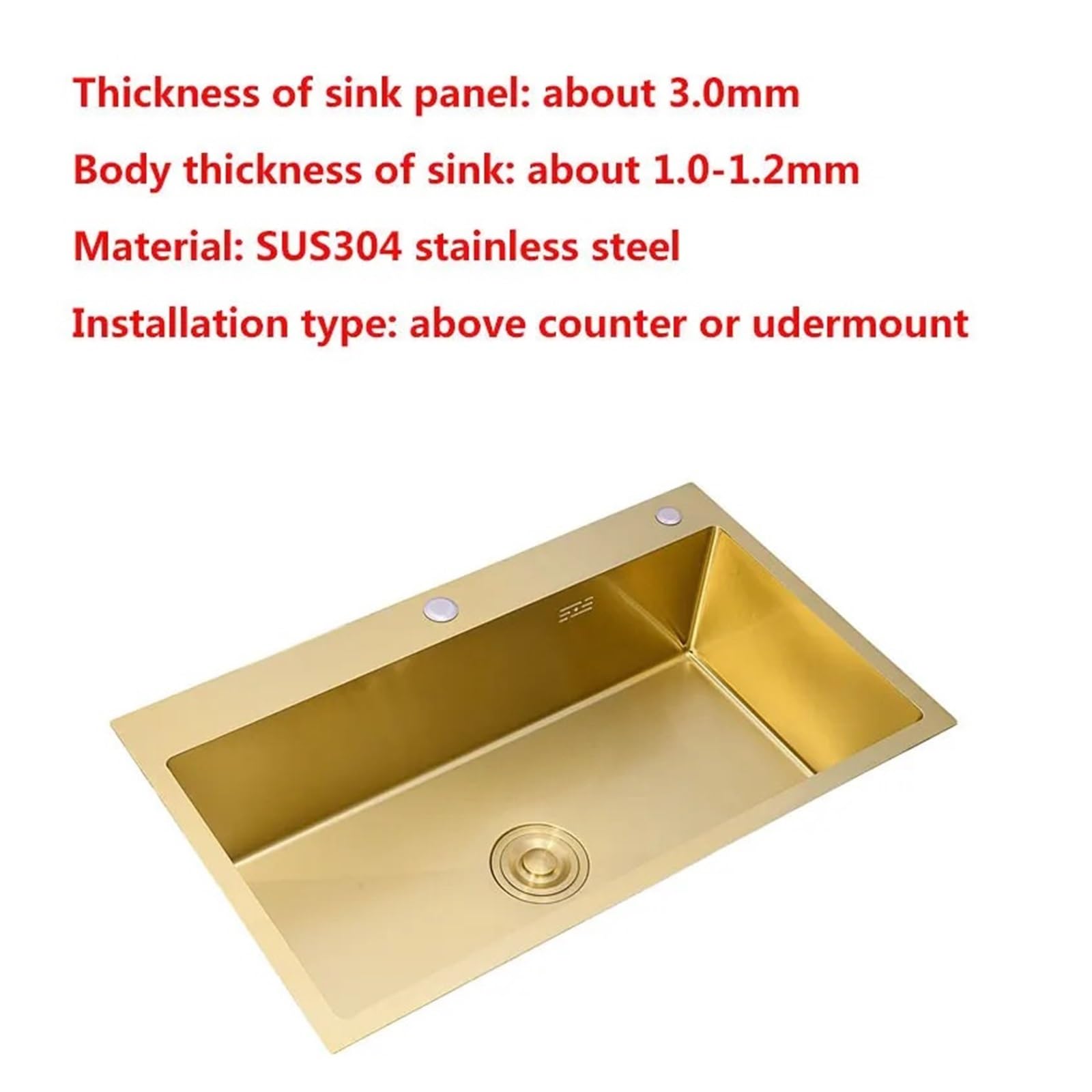 Fregadero De Cocina Dorado Sobre Encimera, Cuenco Individual Acero Inoxidable 304, Escurridor Cesta Dorada, Dispensador Jabón, Lavabo FáCil De Limpiar Y Mantener(53x43 A)