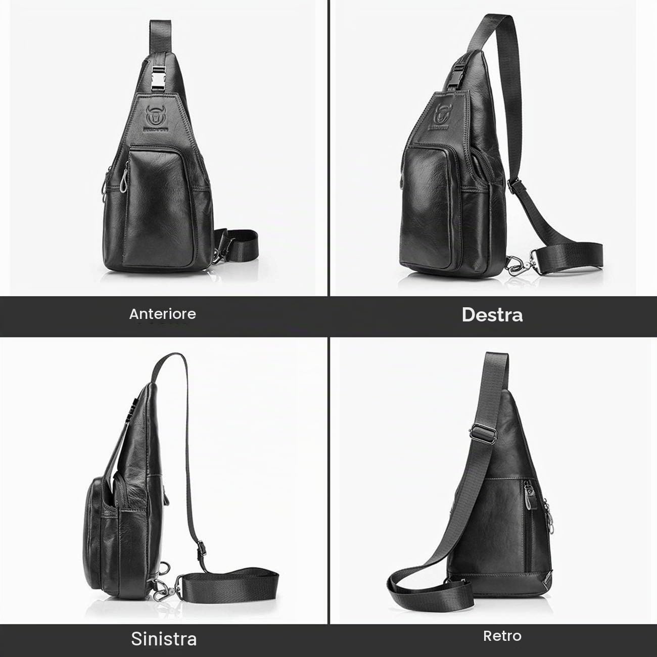 BULLCAPTAIN Sling Bag Borse a Spalla Pacco Petto Vera Pelle Uomo, Borsello Tracolla Uomo Borsa a Tracolla borsello Pacco Petto Vera Pelle Borsa Borsetta a Spalla/Zaino Monospalla/Borsa Messenger Bag
