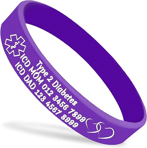 YanNanKe Pulseras de silicona de alerta médica personalizadas, pulseras de identificación médica, pulseras de emergencia deportivas personalizadas