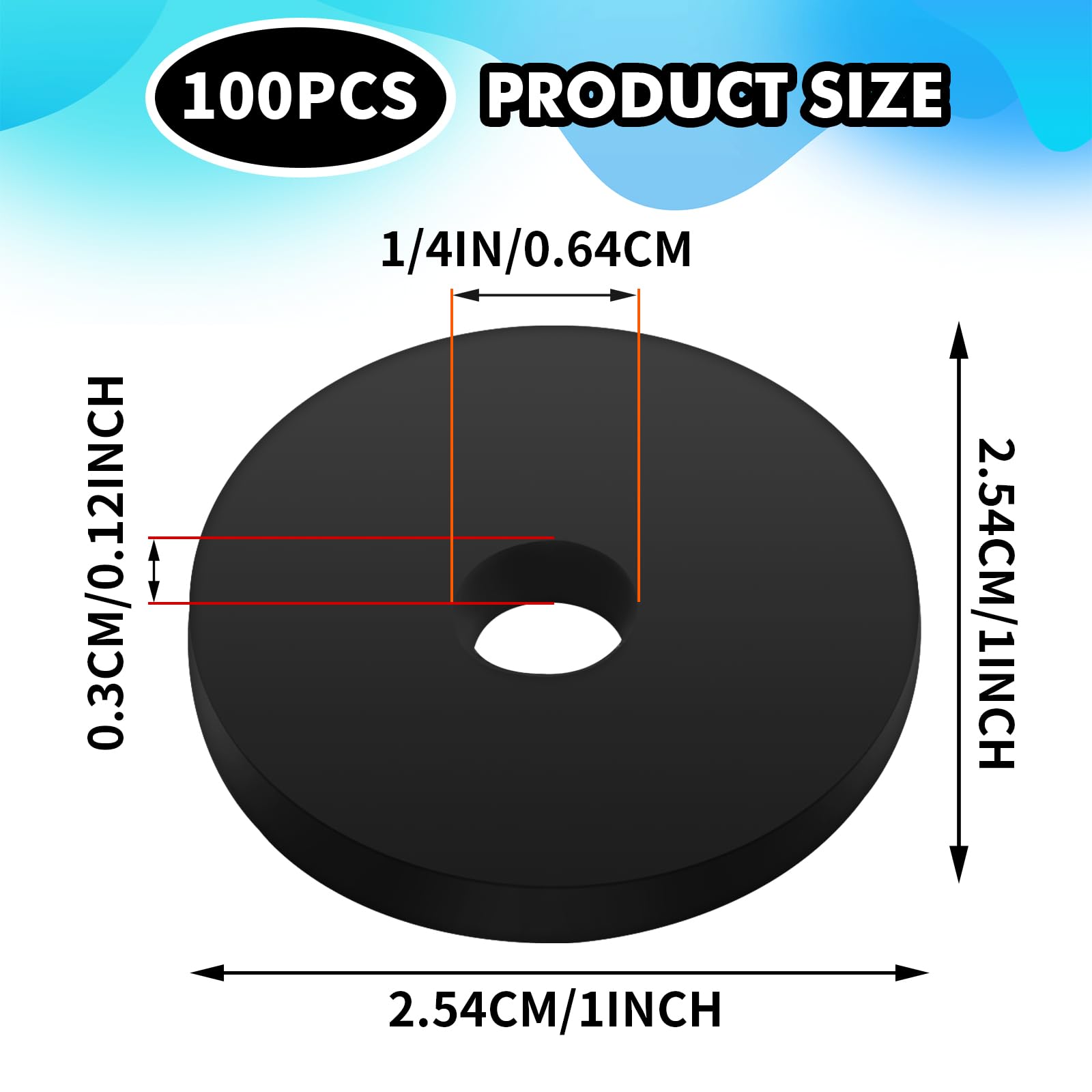 100 Pcs Rubber Grommets,Rubber Washers for Bolts,Heavy Duty Abrasion Resistant Rubbers Flat Washer Kit Black Fender Washers Grommets Spacers Thick Suppression Fasteners for Bolts Screws Washer - Image 2