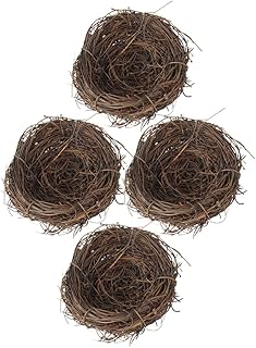 Ipetboom Artificial Bird Nest, 4pcs Imitated Bird Nest Birds Egg Nest Rattan Bird Nest Simulation Twig Bird Nest
