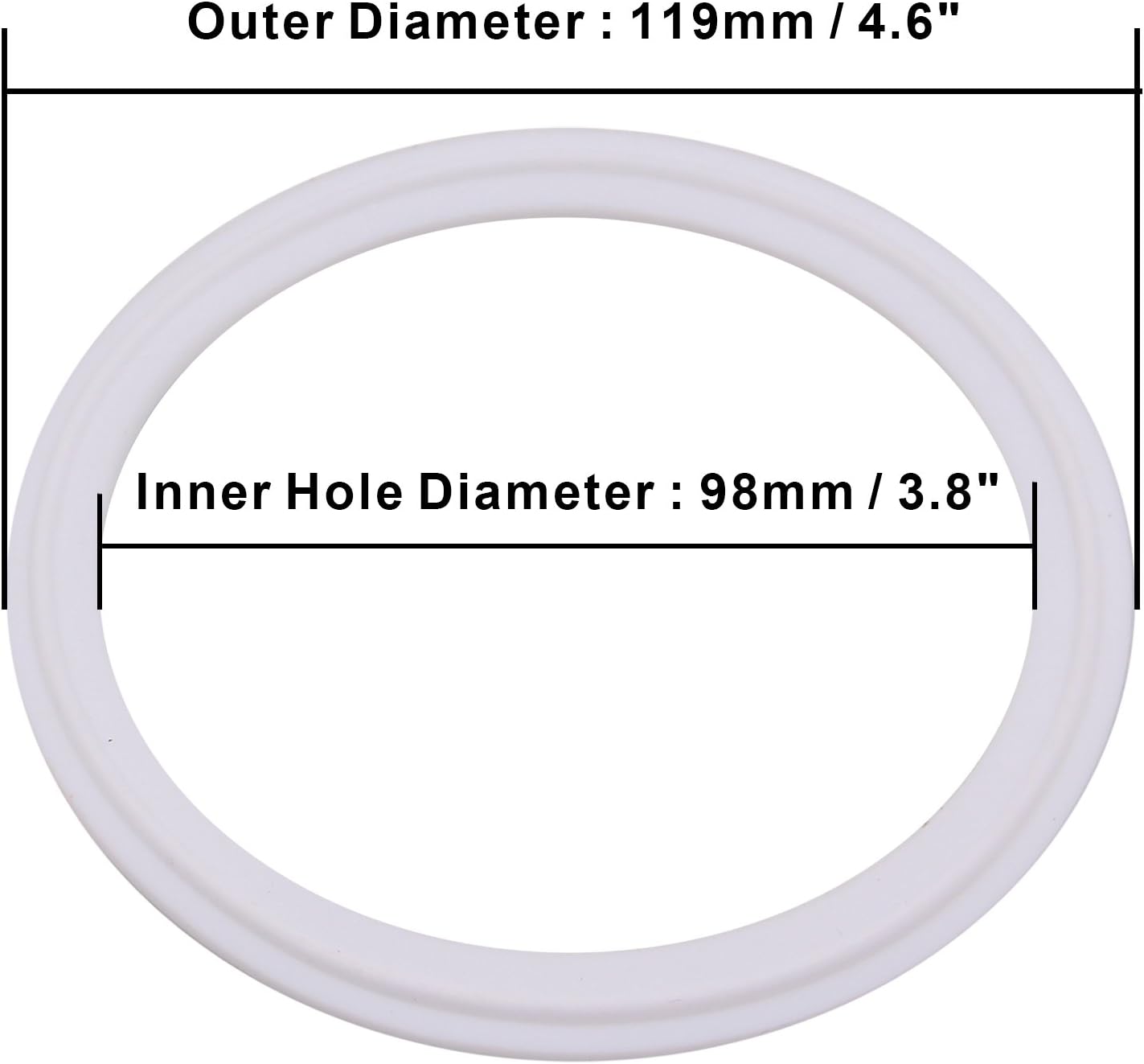 DERNORD Teflon (PTFE) Tri-Clamp Gasket O-ring - 4 Inch Style Fits OD 119MM Sanitary Pipe Weld Ferrule (Pack of 2)