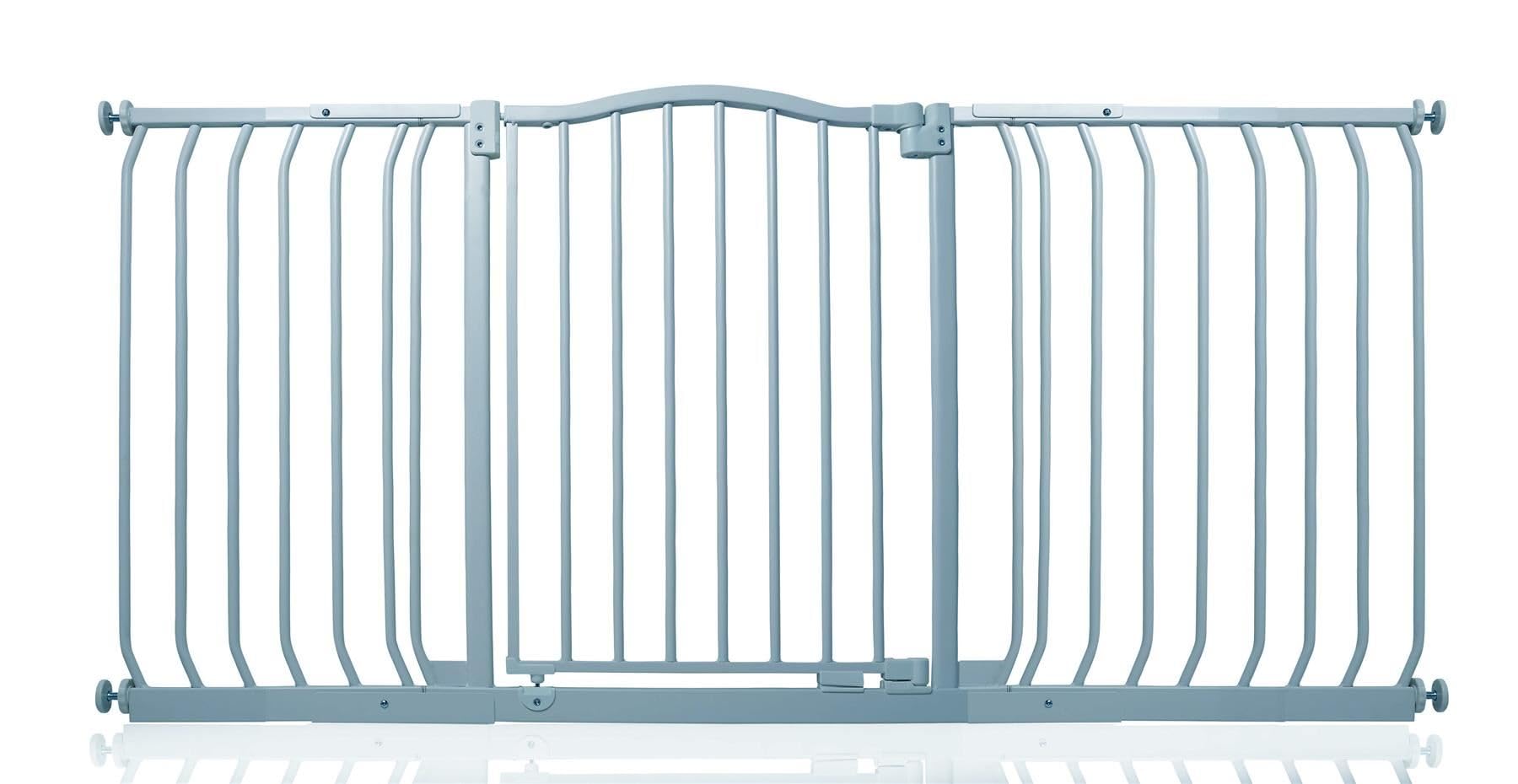 Safetots Matt Grey Curved Top Safety Gate, 152Cm - 161Cm, Pressure Fit Stair Gate, Baby Gate For Doors Hallways And Spaces, Safety Barrier, Easy Installation