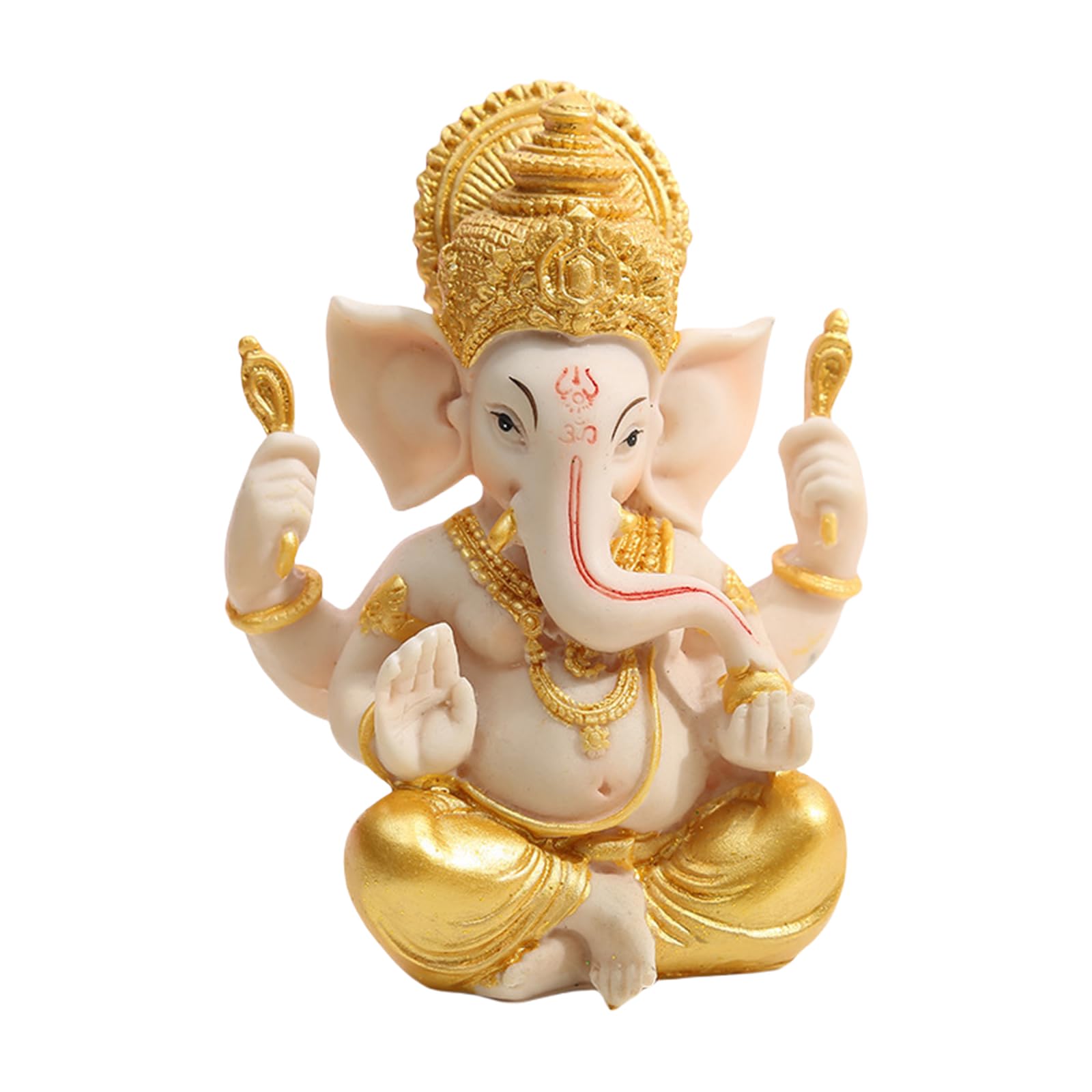 Elephant God Ganesha- Indian Lord Ganesh Statue Elephant God Figurine Luck and Wealth Hindu Buddha Sculpture Ornament Gifts for Home Decoration- (Gold + Beige Large)