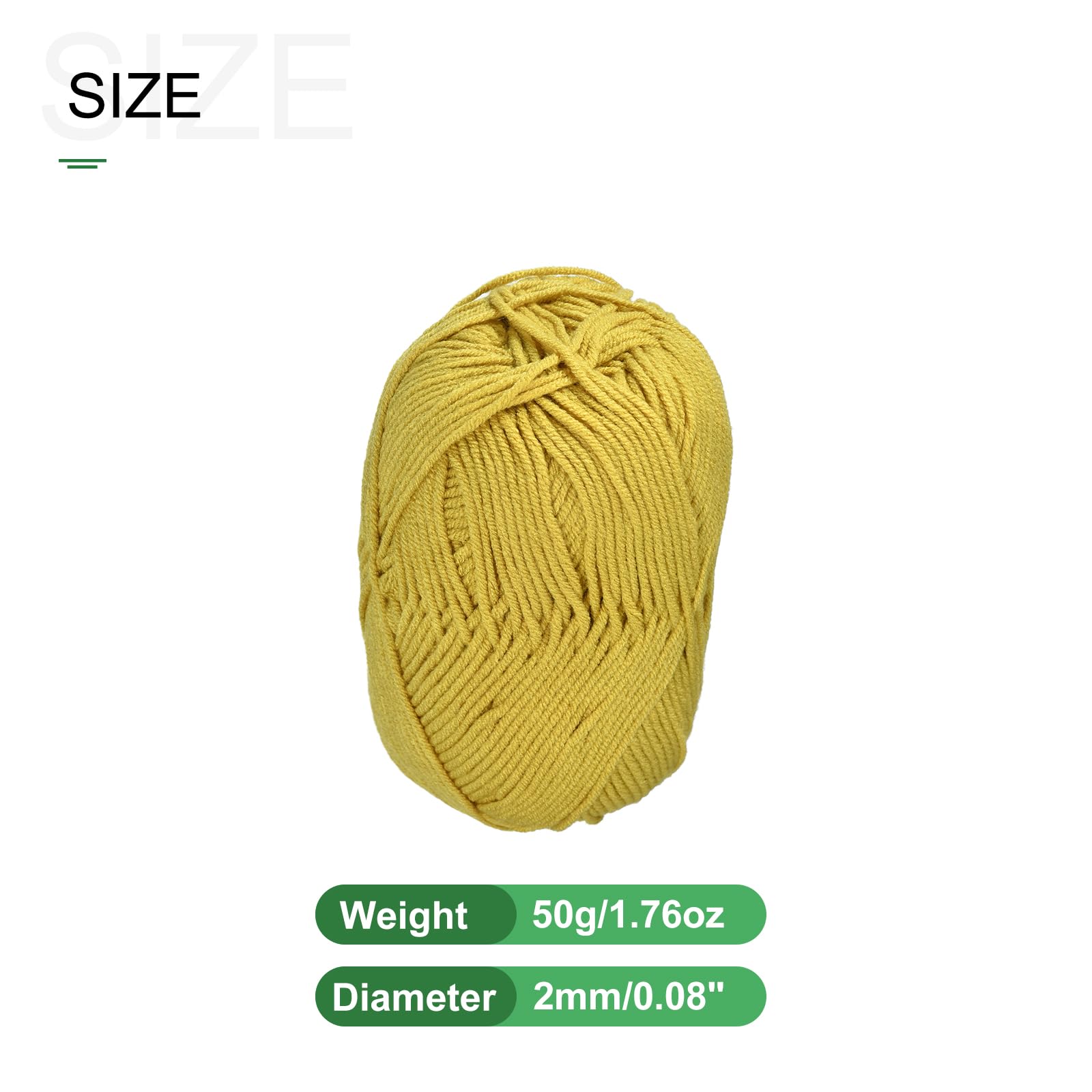 METALLIXITY Acrylic Yarn(50g/1.76oz) 6Pcs, Acrylic Soft Crochet Yarns, Dark Yellow - Image 2