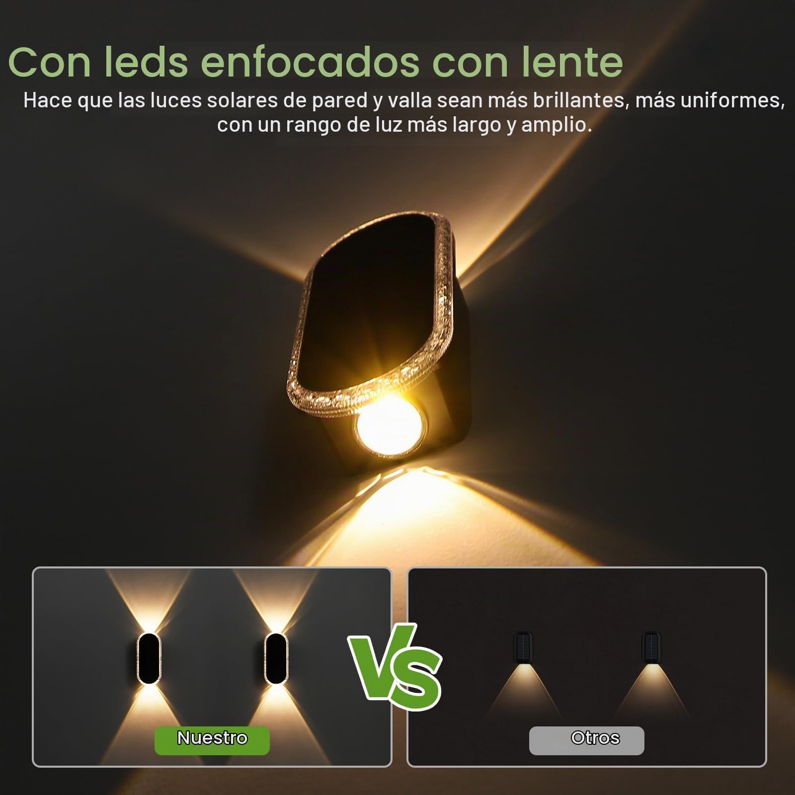 A.bigwhale Aplique solar para exterior, lámparas solares 6 piezas luces led jardín iluminación, 3 colores a prueba de agua luz solar para valla pared patio jardín balcón