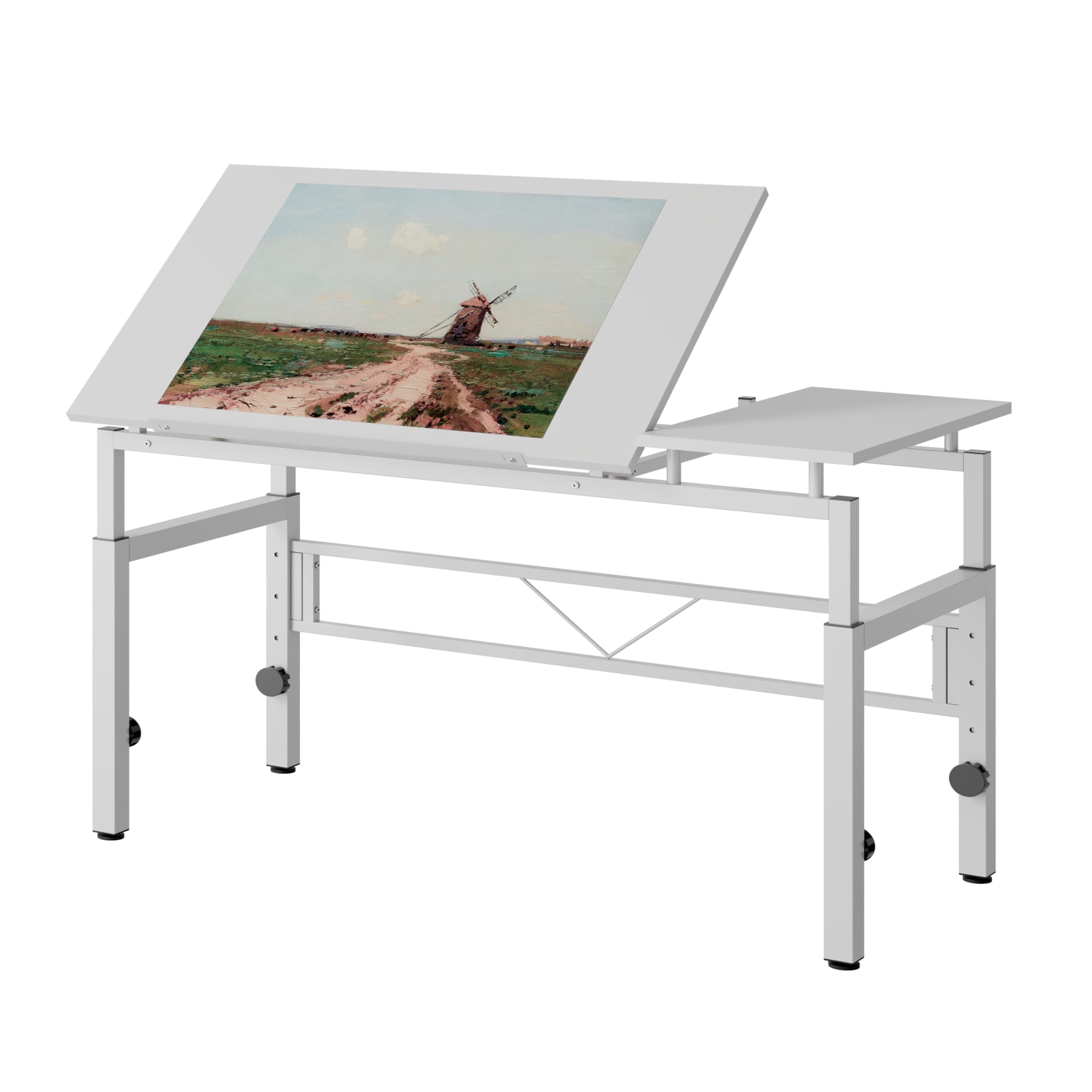 Tavolo da disegno bianco - altezza regolabile 77-100 cm e inclinabile 0-60°, scrivania con 4 piedini di livellamento - tavolo da lavoro per ufficio, studio, sala da disegno - scrivania per