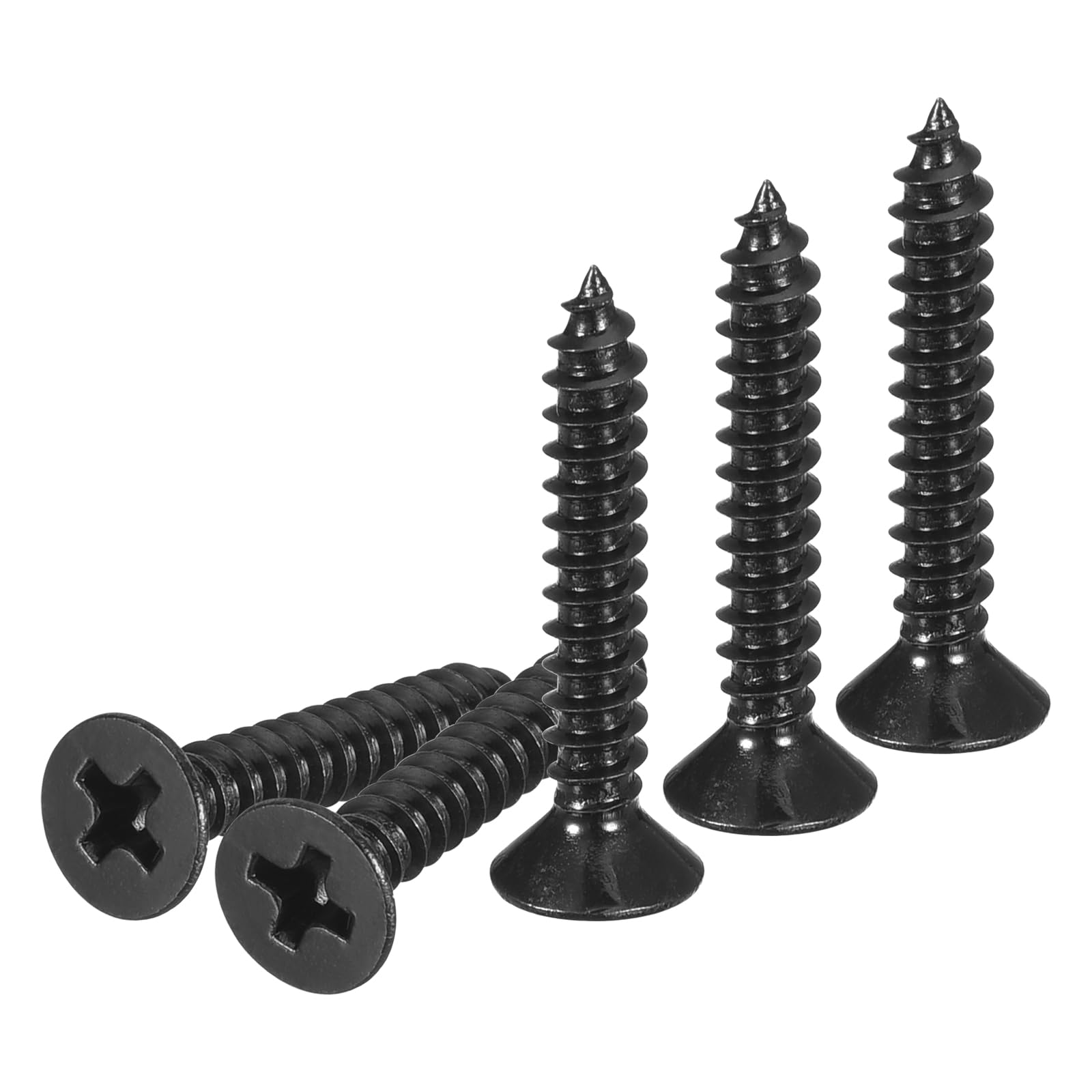 DTGN 100Pcs #6x7/8" Flat Head Wood Screws, 304 Stainless Steel Phillips Self Tapping Screws - Good for Woodworking Furniture - Black
