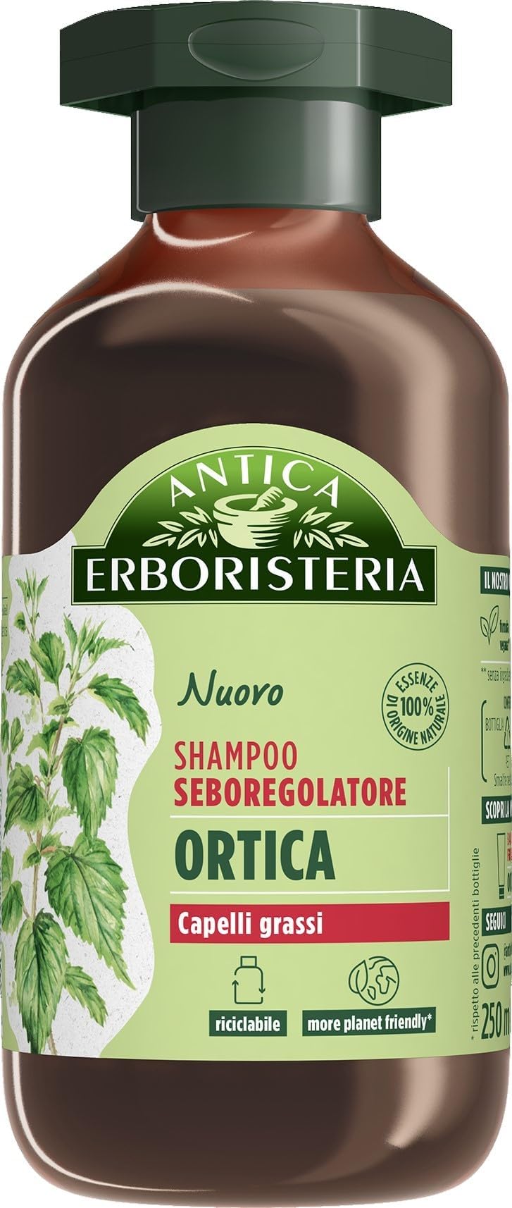 Antica Erboristeria: "Ortica" ("Nettle") Seboregulating Shampoo 8.45 Fluid Ounce (250ml) Package [ Italian Import ]