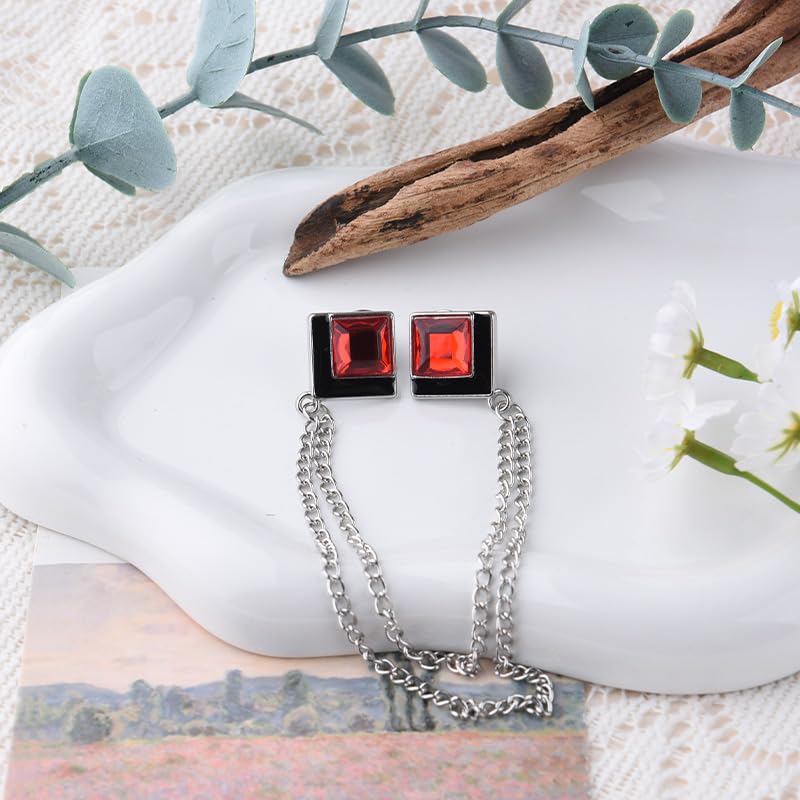 Image of Gem Brooch Pins Hanging Chain Lapel Pin for Men Suits Shirt Collar Brooch Square Crystal Brooch Pin Rhinestone Lapel Pins for Men Tassel Chain Brooch Collar Pins Business Suit Shirt Accessories