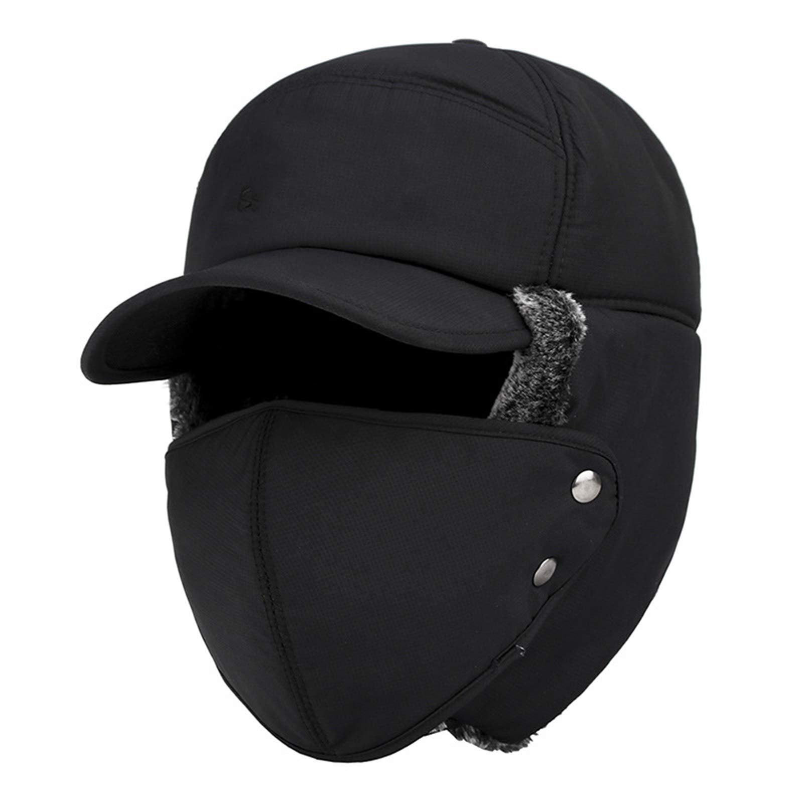 SUNNEE Winter Trapper Trooper Hat Trapper Bomber Hat Fur Lined Hat Ear Flap Cap Winter Ski Caps for Men (Black)
