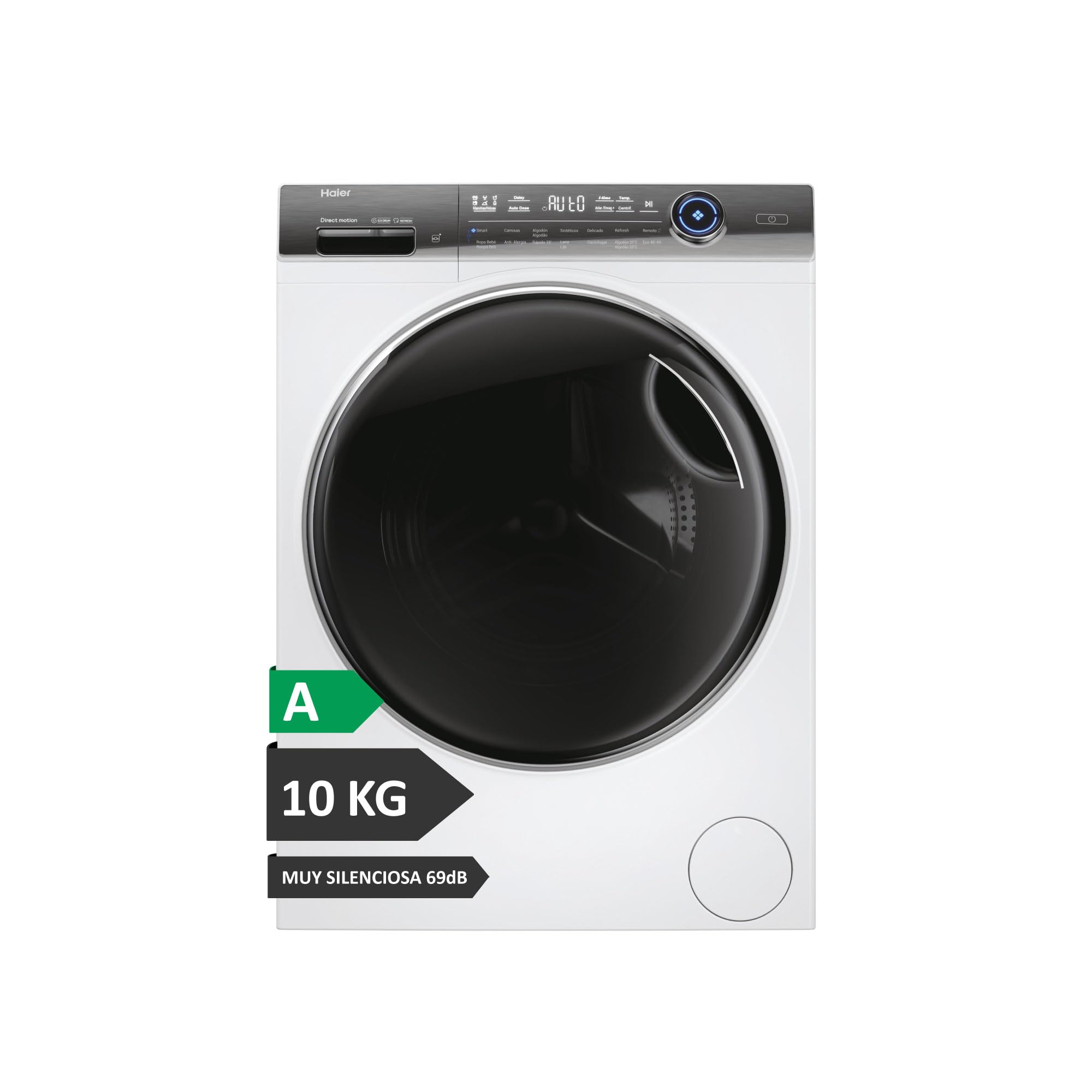 Haier I-Pro Series 7 Plus HW100GBD14979UIB – Washing Machine Front Load 10 kg, Self-Dosing, Steam Function, Direct Motion Motor, Antibacterial Treatment, 1400 RPM, Delayed End, 14 Programs, White Energy Label