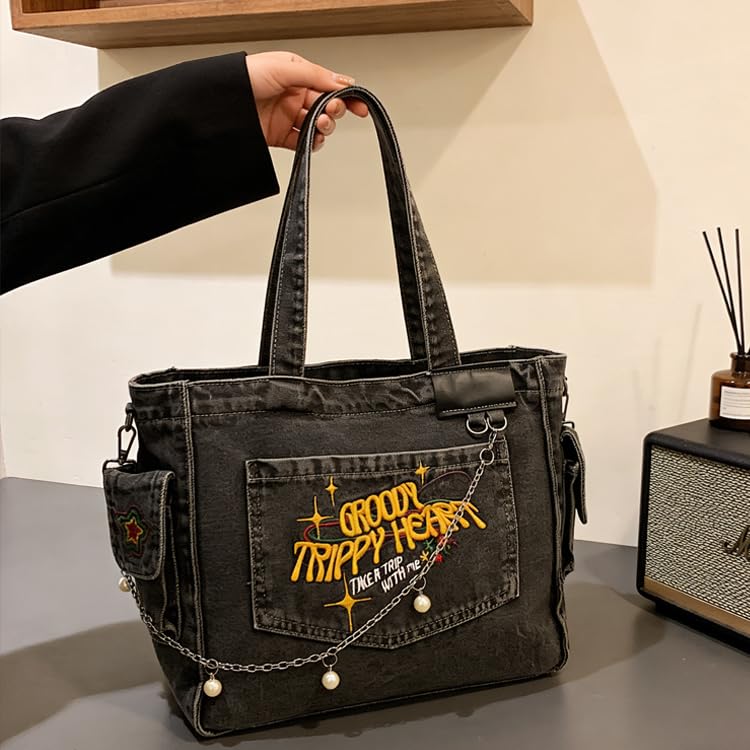Image of PALAY Crossbody Bag for Woman Denim Cloth Tote Bags Casual Canvas Women Handbags Large Capacity Shoulder Bag for Daily, School
