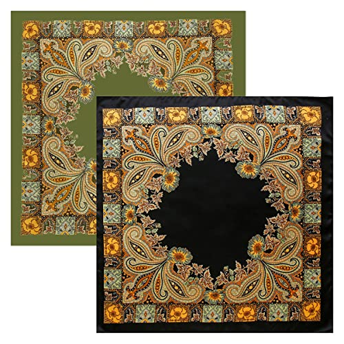 35x35 Inch Large Square Scarf 2PCS Fashion Scarves Silk Feeling Hair Scarf Wrapping Scarfs Night Sleeping Headscarf