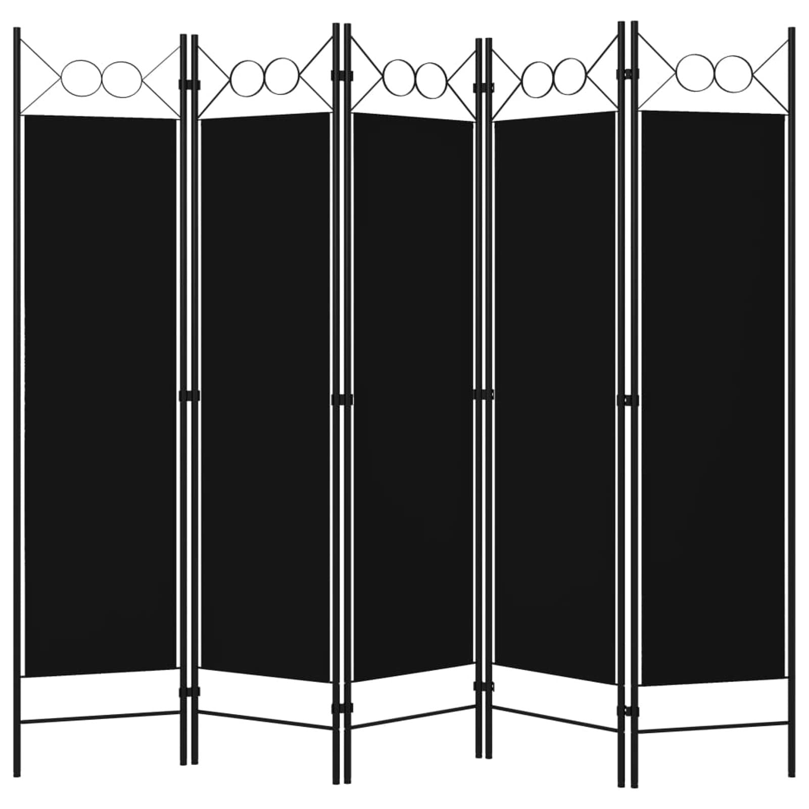 Homgoday Cloison de séparation à 5 panneaux - Noir - 200 x 180 cm - Paravent - Paravent - Cloison mobile - Séparateur d'intimité - Meuble mural d'intérieur - Chambre à coucher, bureau, salle de bain