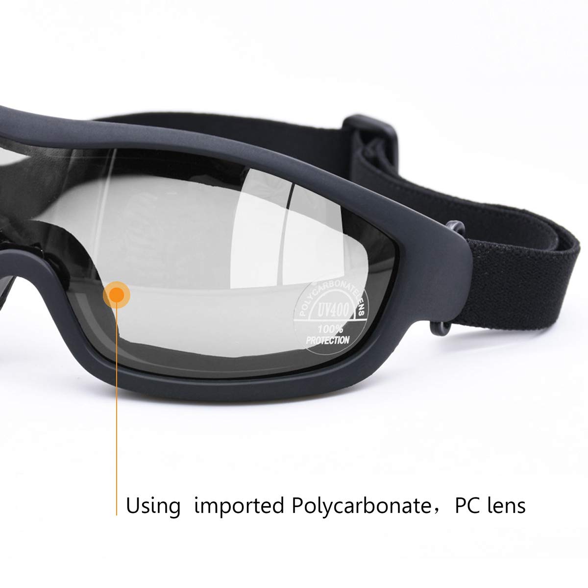 Ochronne przed promieniowaniem UV okulary outdoorowe, gogle motocyklowe, pyłoszczelne, ochronne, wojskowe, taktyczne, zapobiegające powstawaniu cząstek stałych i mgły (przezroczyste)