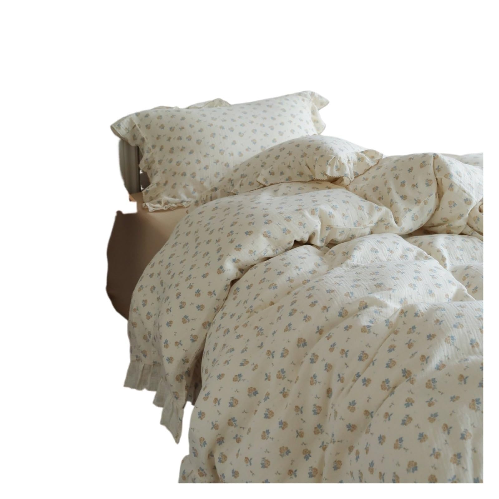 GCYEIDMA Ruffle Duvet Cover Gauze Cotton Duvet Cover with Ruffles Soft Breathable Bedding Comforter Quilt (No Pillowcase Sheet)(Color 3,150x200cm)