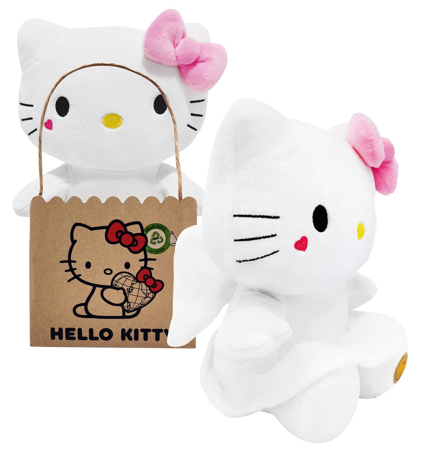 Joy Toy Hello Kitty Angel Plush 24 cm in Cardboard Bag, White, Pink