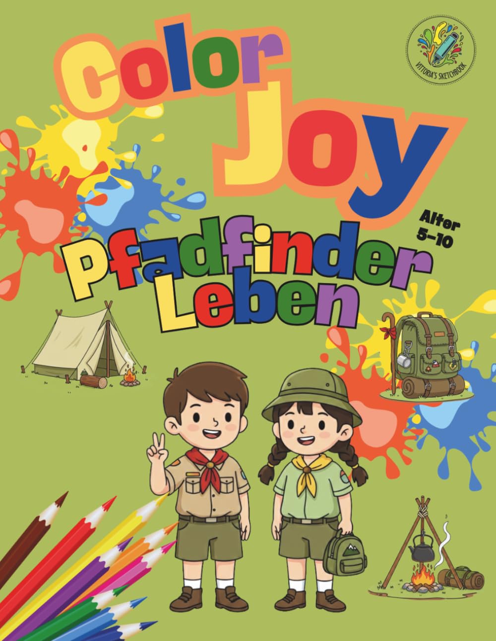 Color Joy: Malbuch – Pfadfinderleben: 32 lustige Ausmalbilder für Kinder von 5–10 Jahren
