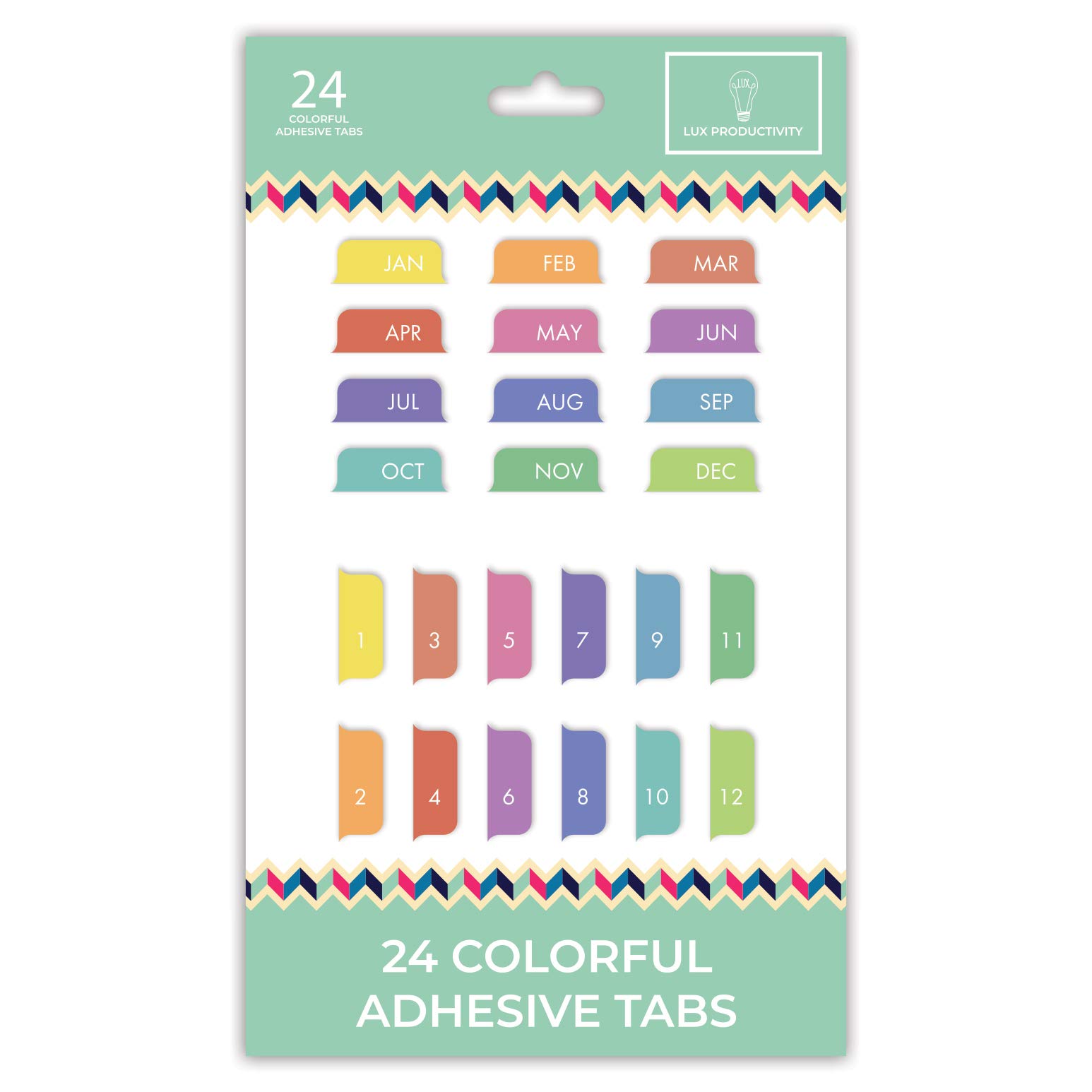 Sticky Adhesive Tabs Months Numbers Colorful