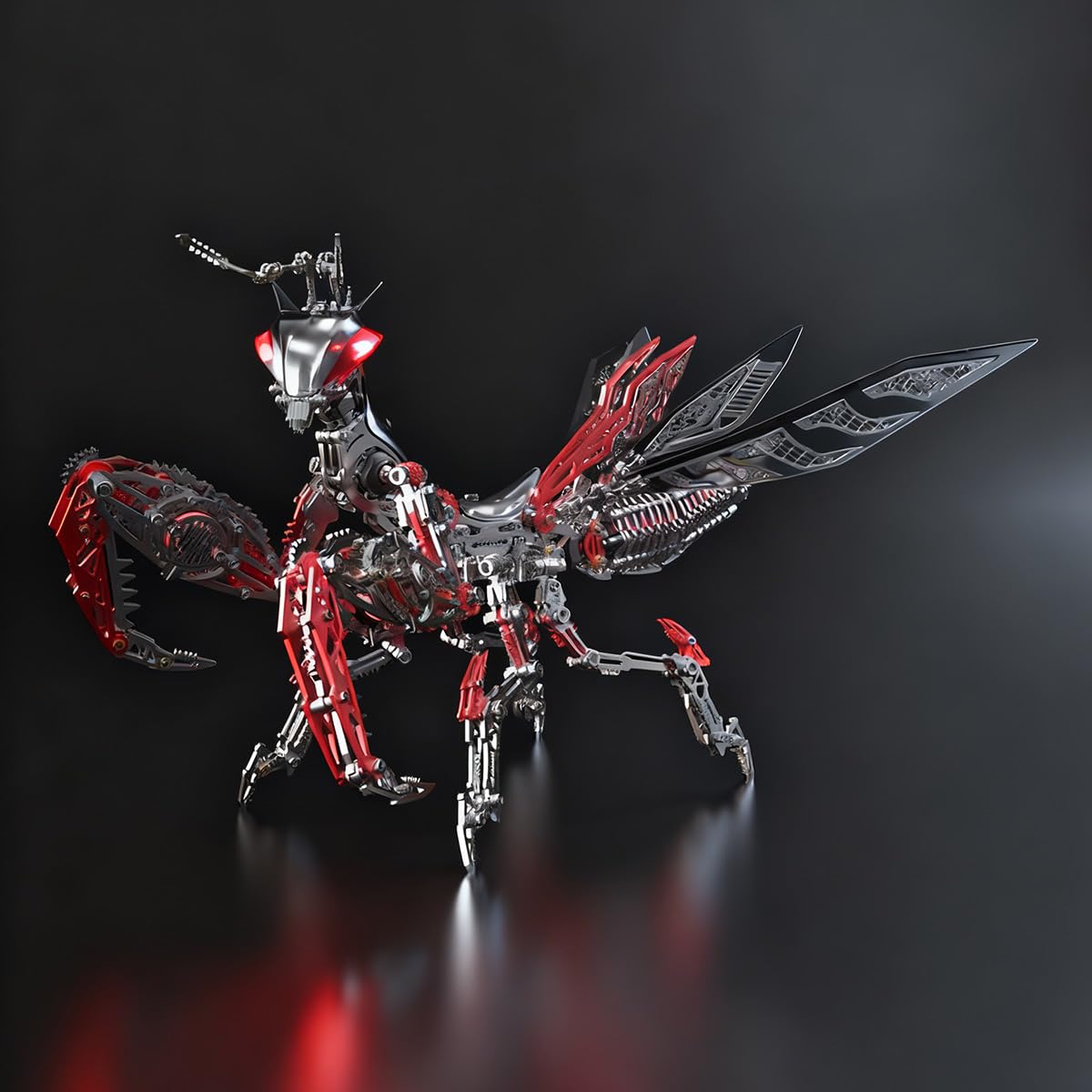 3D-DIY-Modellbausatz für mechanische Metall-Gottesanbeterin Kreatives Ornament (über 1000 Teile)