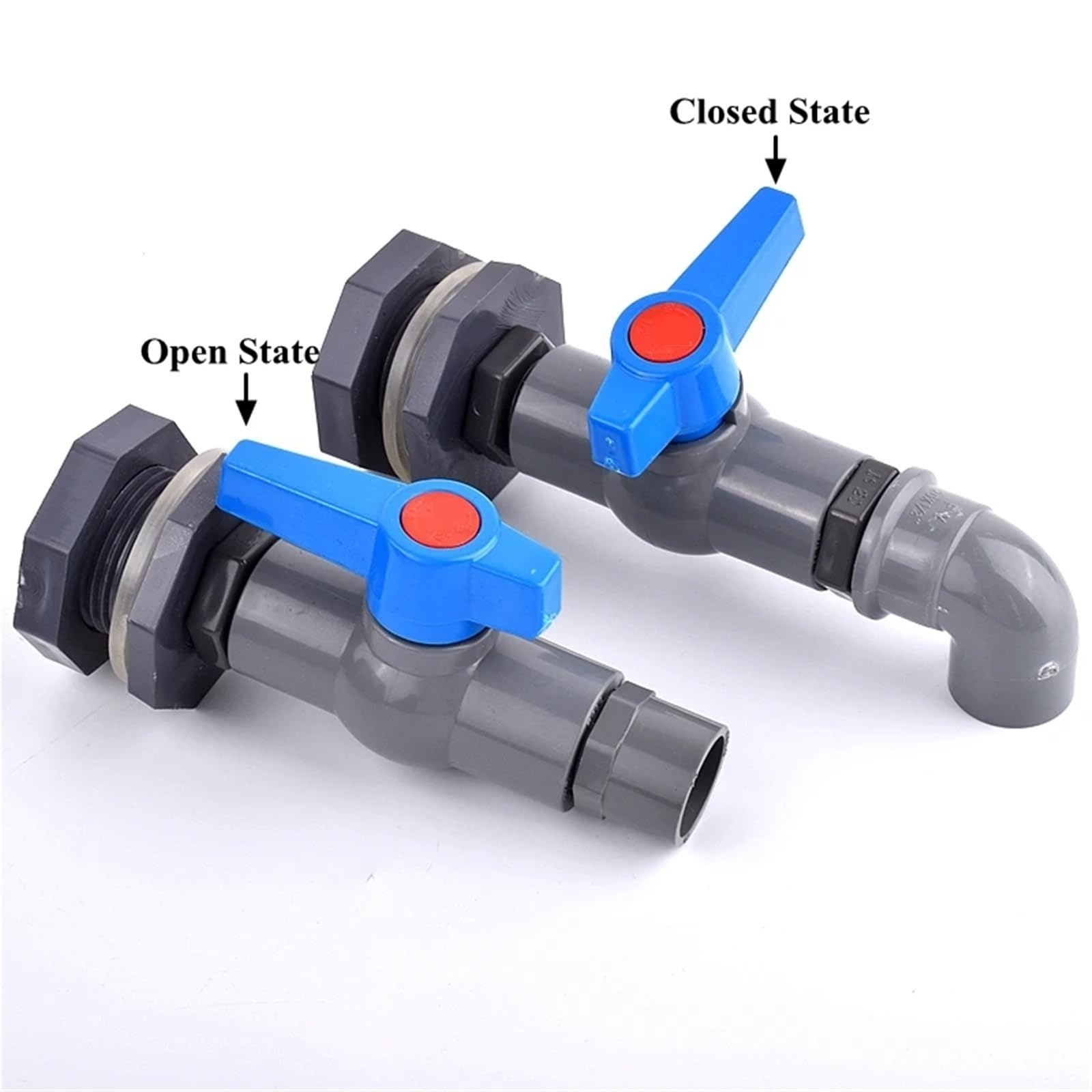 Conector de PVC for acuario, tanque peces, entrada agua, tubería drenaje, válvula unión, accesorios mamparo riego, 1/2", 3/4" y 1"(1l2 Inch Straight,3Pcs)