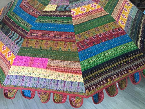 Indian Parasol Umbrella- Sun Shade Garden Umbrella, Patio Umbrella, Handcrafted Vintage Umbrella, Silk Patola Fabric Kantha Decorative Big Size Garden Umbrella, Crafted Umbrellas Parasols #TOP3