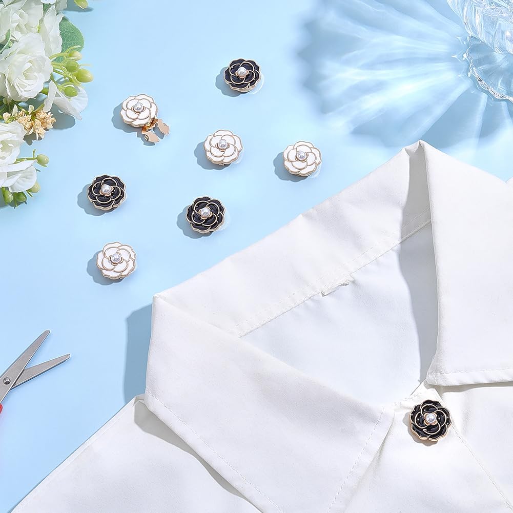 8Pcs Flower Button Covers 2 Colors Resin Flower Cufflinks Detachable Cufflinks Embellishments for Apparel Accessories Formal Business Shirts Clothing Jewelry Decoration