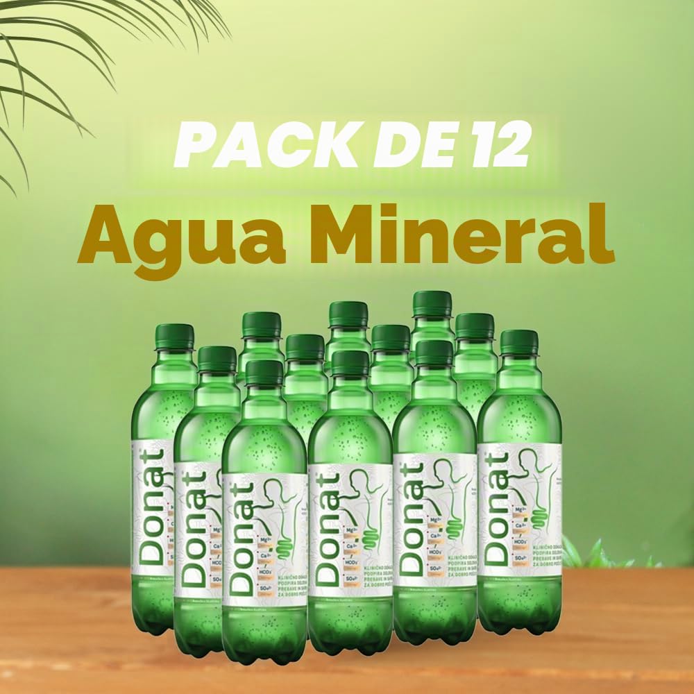 Donat mg Agua Mineral Natural Rica en Magnesio - 500 mg de Magnesio en 500mg – Agua con Gas 100% Natural - 12 x 0,5L