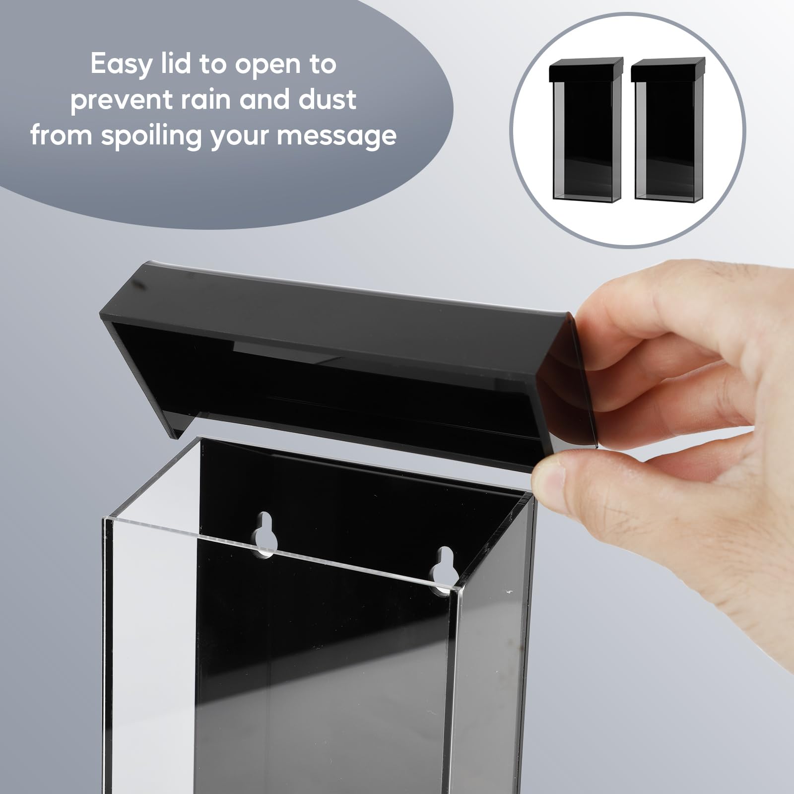 2 Piezas Portafolletos Acrílico, Soporte para A6 Folletos con Tapa Separada para Pared o Mesa, Formato Vertical, Profundidad de 5cm, Expositor de Folletos para Menú, Panfletos y Volantes (Negro)