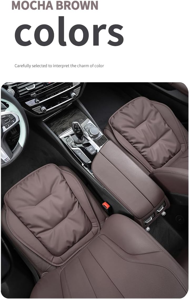 1 PCS Car Seat Cushion Fit for Mitsubishi Nappa Leather Seat Cover with Non-Slip Bottom Universal Fit for Cars, Truck - Soft and Comfortable Car Accessorie Mocha Brown
