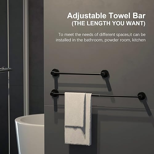 Miniatura 4 de Toallero doble ajustable de 16 a 27.6 pulgadas, acabado de níquel cepillado satinado SUS304, toallero de baño de acero inoxidable SUS304, toallero