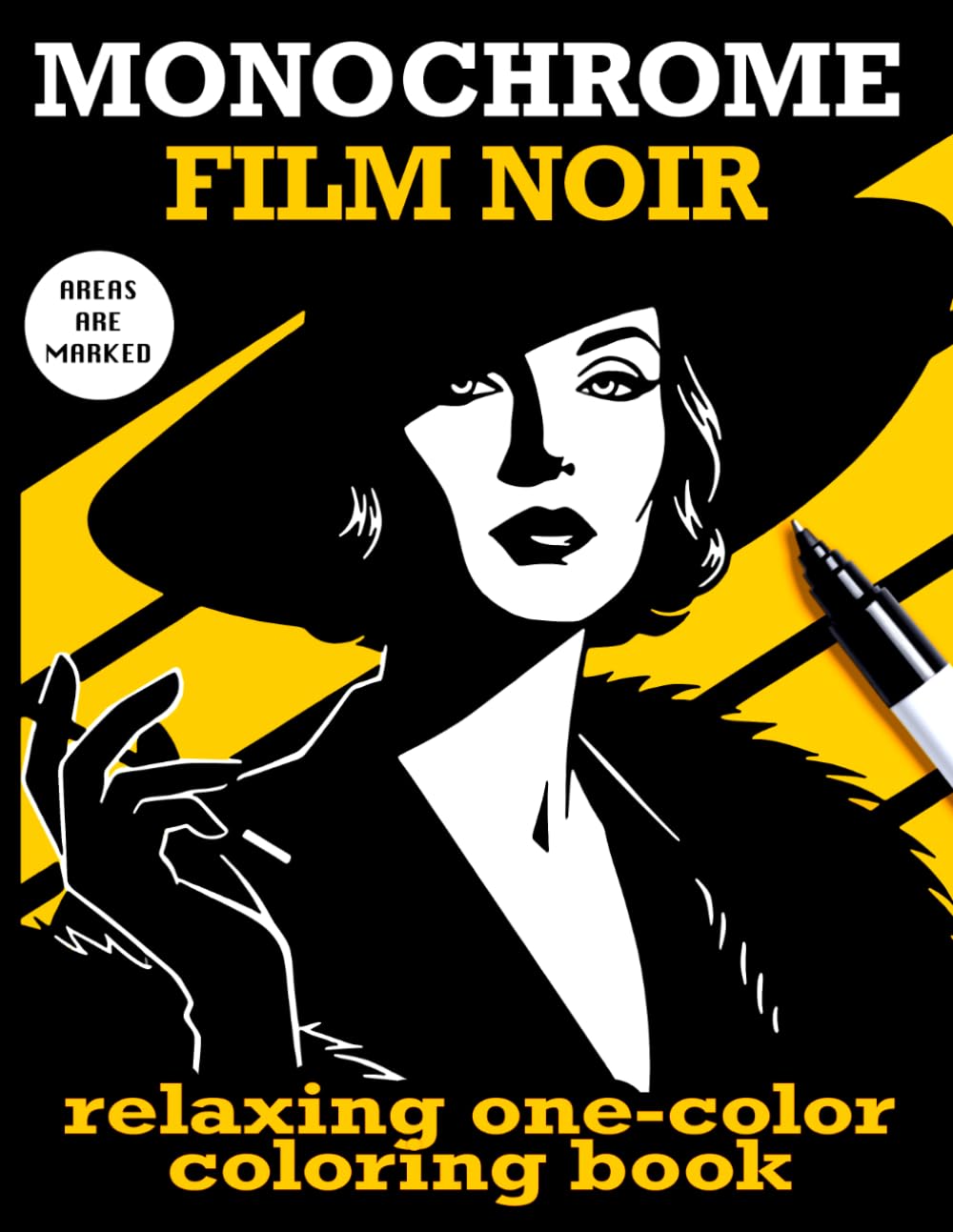 Monochrome Film Noir: Easy One-Color Coloring Book - to calm down and relax (Monochrome Coloring Books)
