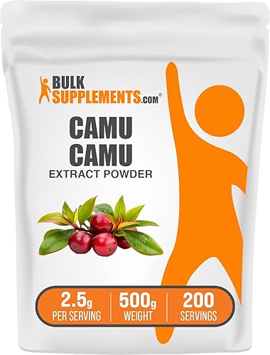 BulkSupplements. com Camu Camu Extracto en polvo  Suplemento superalimentario, suplemento Camu Camu  Vegano y sin gluten, 0.09 oz por porción, 17.64