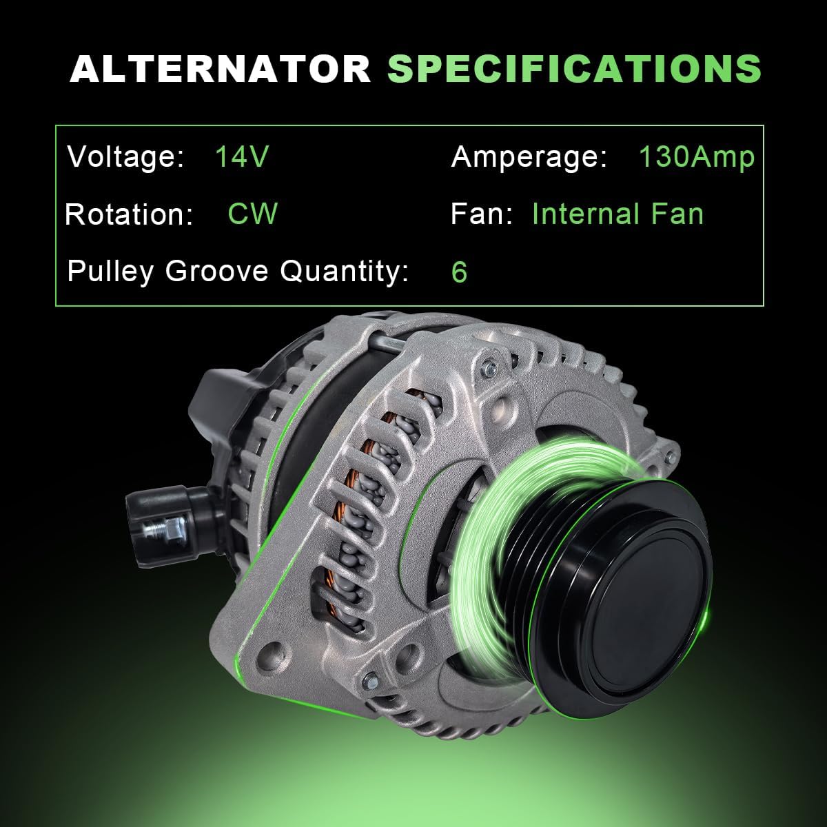 Alternator 11775 Compatible with Honda Odyssey 3.5L V6 2014-2017, Replaces OE# 400-52718R, 31100-RV0-A11, 14V 130Amp