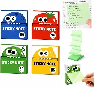 Transparent Pull-Out Sticky Notes 3x3 Inch Clear Reusable, 4 Pack,4 pcs-C