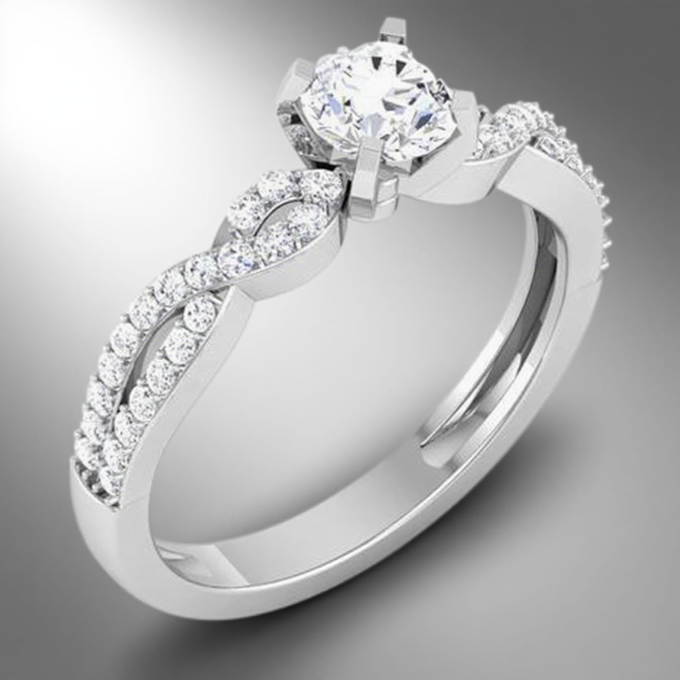 Aihpos Twisted Infinity Engagement Rings for Women Platinum Plated Silver, 1-1/4 Carat(ctw) Round Moissanite Rings Anniversary Wedding Promise Rings - Image 5