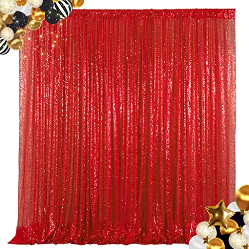 ShinyBeauty Sequin Backdrop Red 10X10FT Backdrop for Photography Red Wedding Backdrop 10FT Baby Birthday Photo Booth Backdrop Glitter Backdrop for Party Shimmer Backdrop