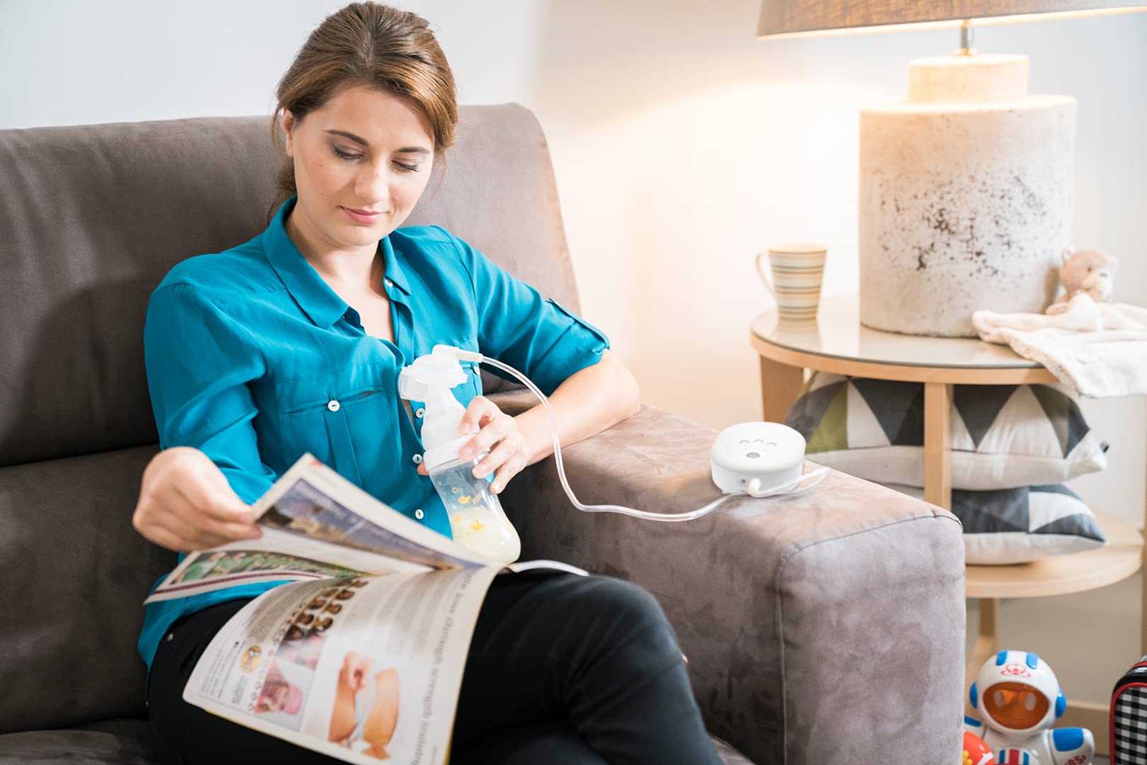 Nuvita 1287M | Materno Smart | Tiralatte Elettrico | Elettrico Tiralatte a 3 Fasi | Transformabile in Tiralatte Doppio | 9 Livelli di Intensità | Biberon Anti-Colica Incluso