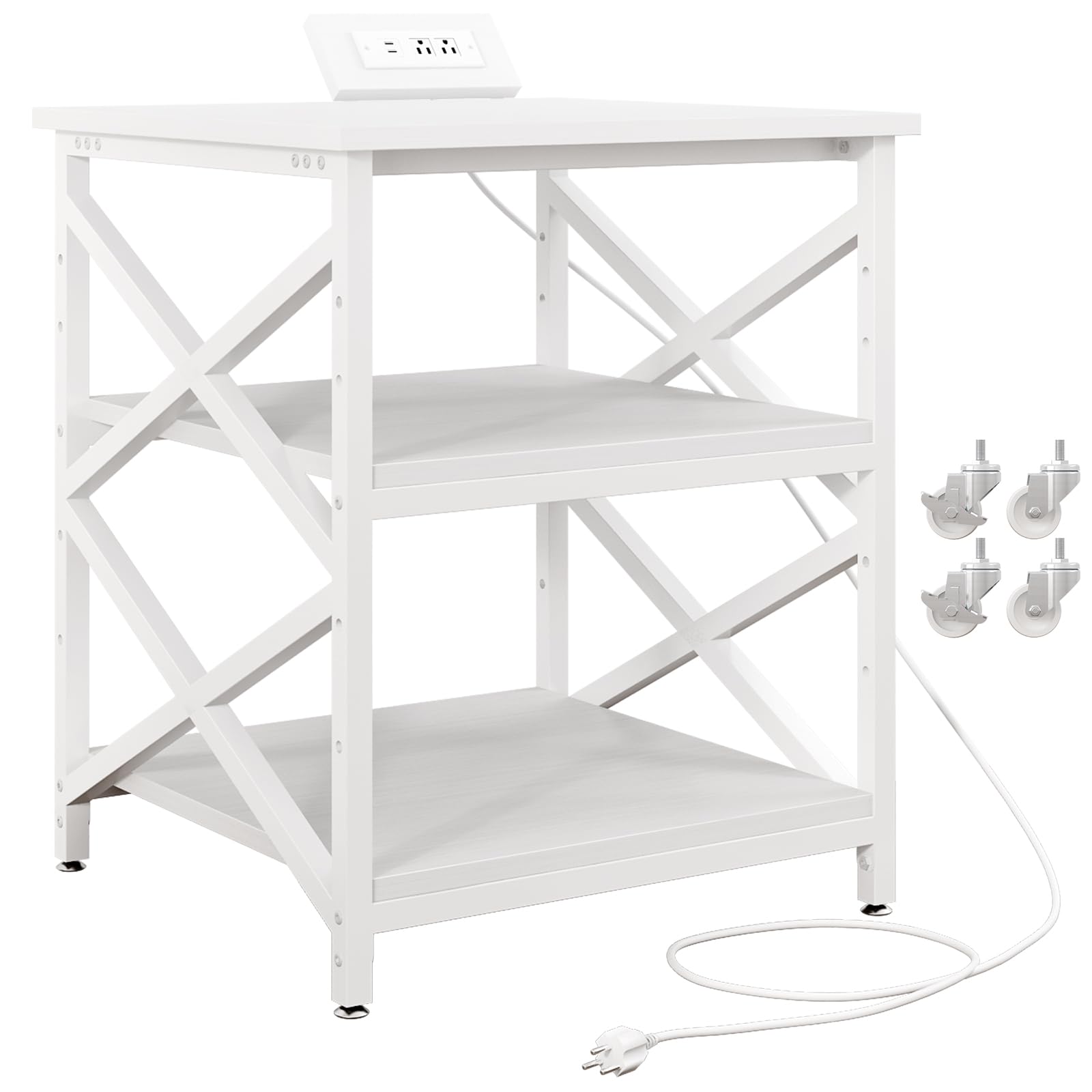 METYERRY 24"x23.6" Large Printer Stand with Power Outlet, 3 Tier Cart