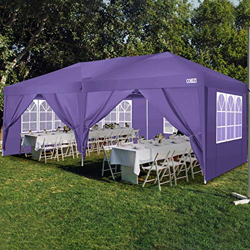 Image of COBIZI 10x20 Pop Up Canopy Tent with Sidewall,Outdoor Canopy,Night Purple
