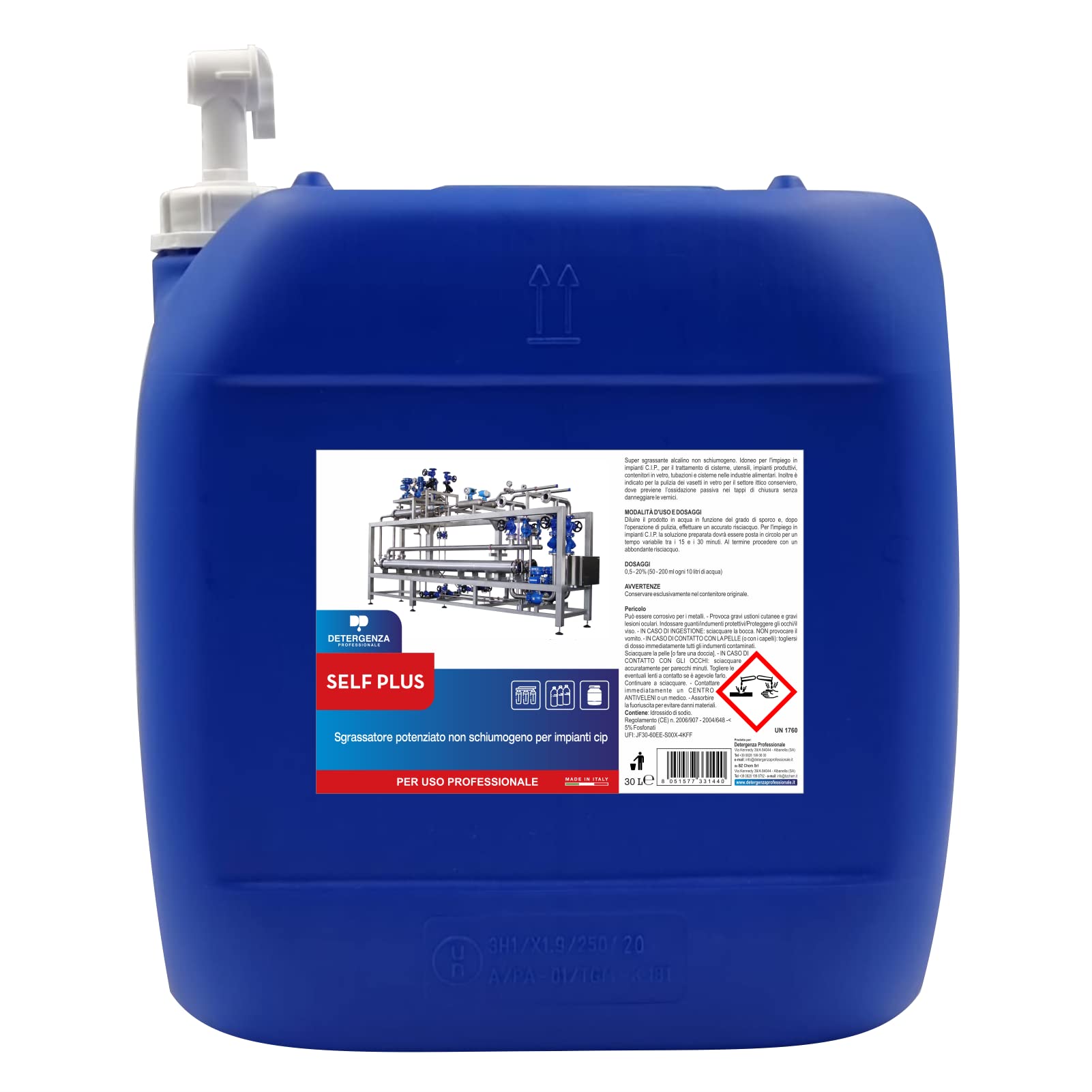 SGRASSATORE POTENZIATO Non SCHIUMOGENO per IMPIANTI CIP Self Plus CONCENTRATO - Tanica da 30 L