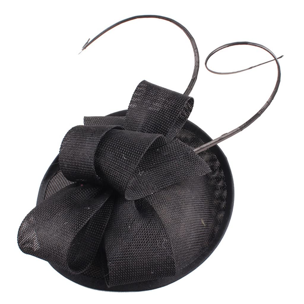 Tocado Elegante Negro para Boda, Accesorio para cóctel, Sombrero para Mujer, Diadema de Pelo francés, Moda Vintage para Mujer, una Pieza (D 20cm)
