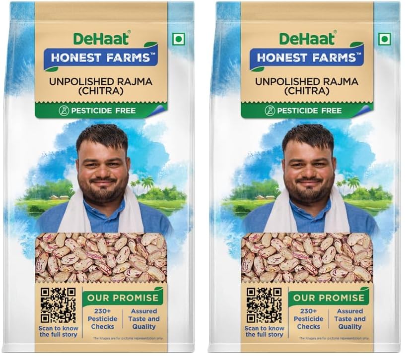 Image of DeHaat Honest Farms Pesticide Free Unpolished Rajma (Chitra) 500 GM (Pack of 2)