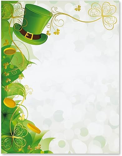 PaperDirect Papel de borde de sombrero de San Patricio, paquete de 25, papelería del día de San Patricio, papel de impresora, papel de impresión