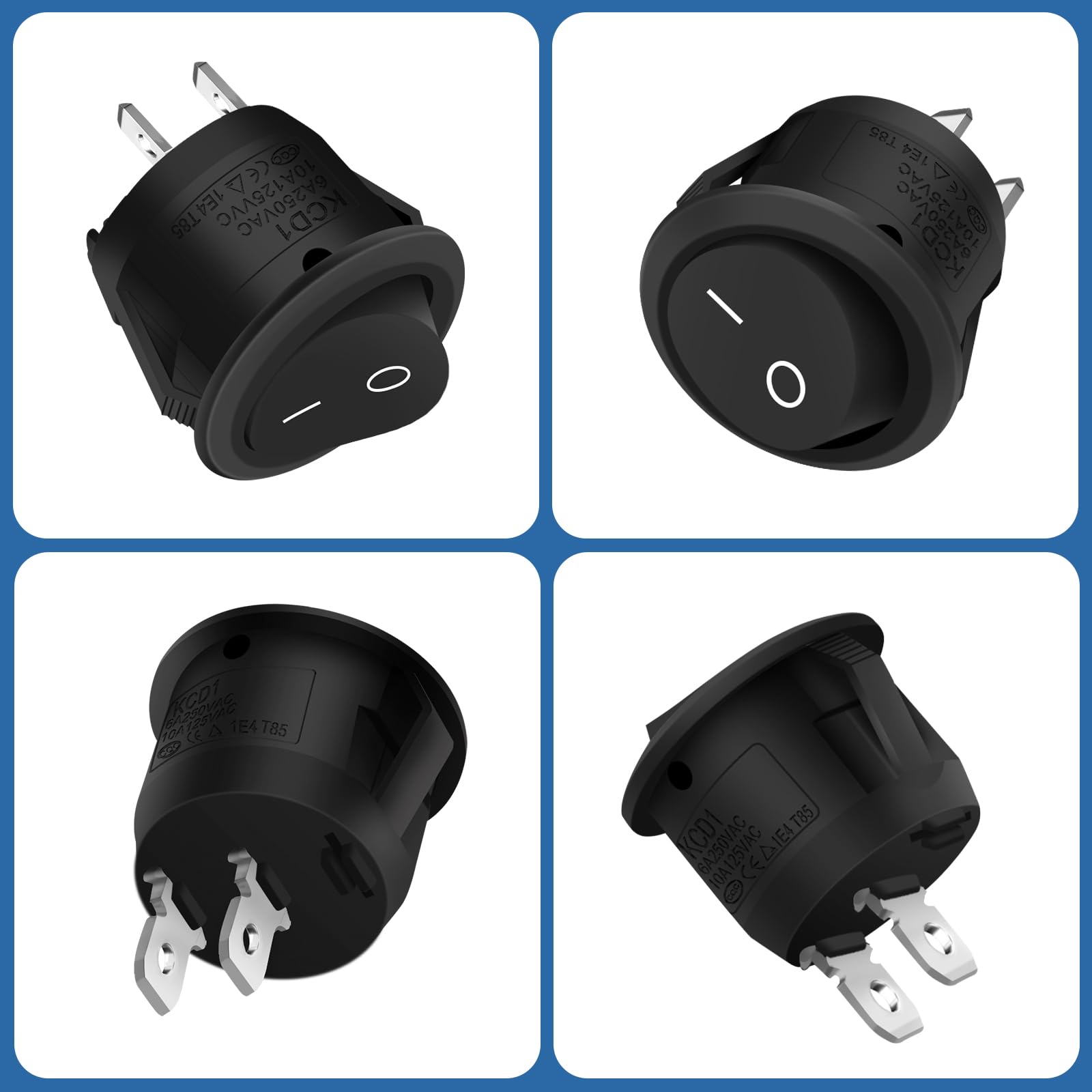Gebildet 8 stuks mini-tuimelschakelaar, voorbekabeld, SPST, 2 poorten, 2 posities, miniatuur aan/uit-schakelaar, 6 A/125 VAC, 3 A/250 VAC, voor elektronische apparaten voor auto-dashboard, doe-het-zelf