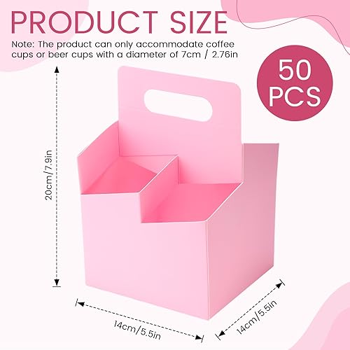 Miniatura 9 de Jetec 50 unidades portador de bebidas de 4 tazas con asa, portador de cerveza de cartón kraft, soporte desechable para bebidas calientes o frías