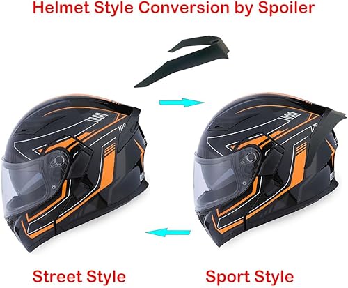 Miniatura 3 de Casco modular de cara completa 1Storm para motocicleta, con doble visera abatible, protector solar HB89 Negro brillante, M