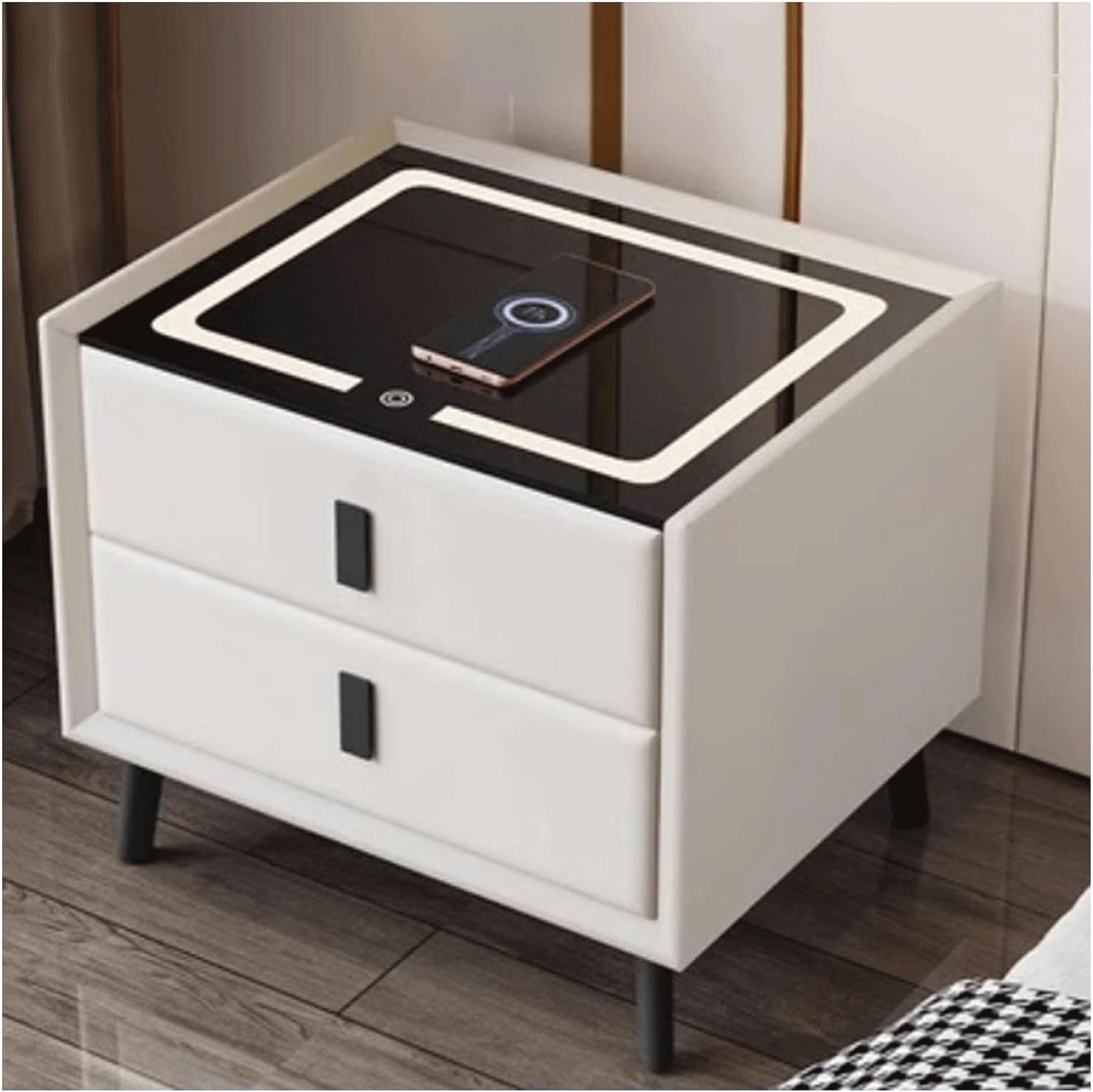 Table de chevet intelligente 40x45x49 cm avec port de charge induction et LED