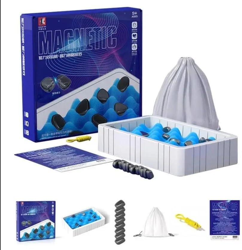 Juego de ajedrez magnético con juego de cuerda magnética con cuerda de tablero magnético juego de roca-imán Kluster con cuerda magnética juego de
